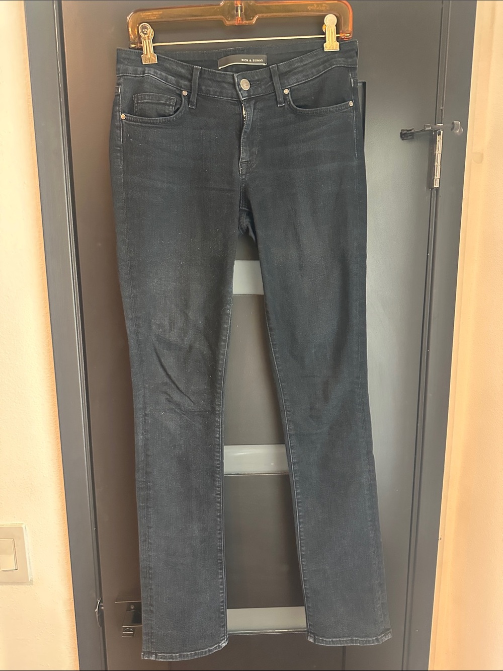 Rich & Skinny Black Straight Leg Jeans - Deep Black Denim